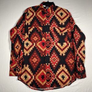 Vintage 1990s Roper Western Aztec Cowboy Button Up Shirt Size Large